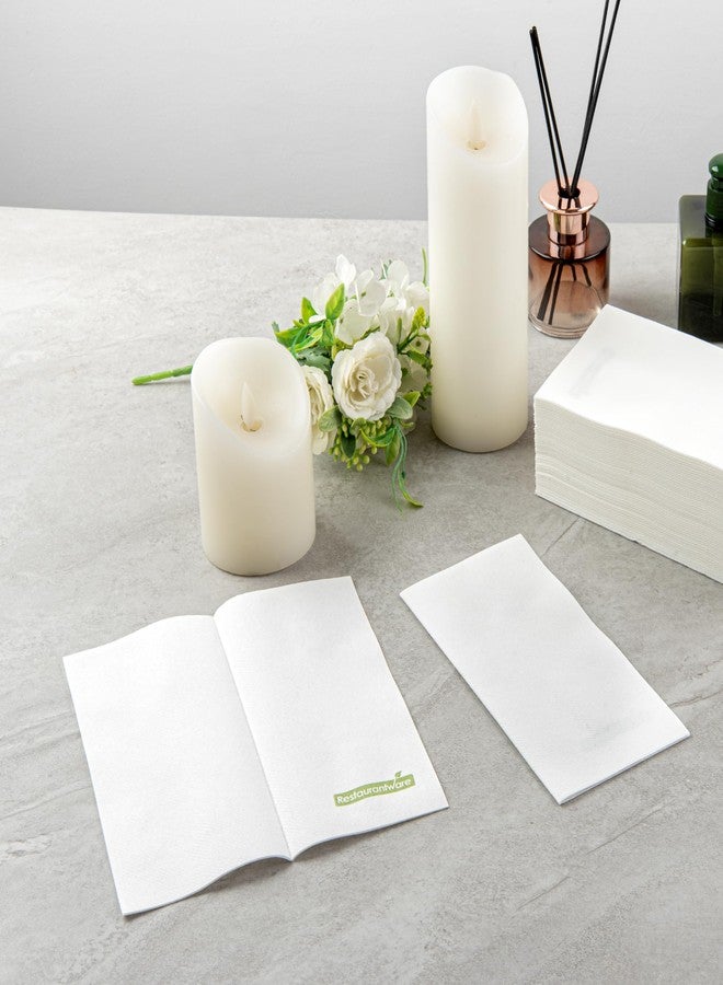 ريستورنت وير مناشف ضيوف من لوكسيناب، مقاس 15.8 × 7.9 بوصة، بملمس الكتان، 50 منشفة يد - مطوية ربع طية، مصنوعة بتقنية الطباعة الهوائية، مناديل عشاء ورقية بيضاء، للاستخدام مرة واحدة، مناسبة لدورات المياه والمطابخ والطاولات - أدوات المطاعم - Image 4